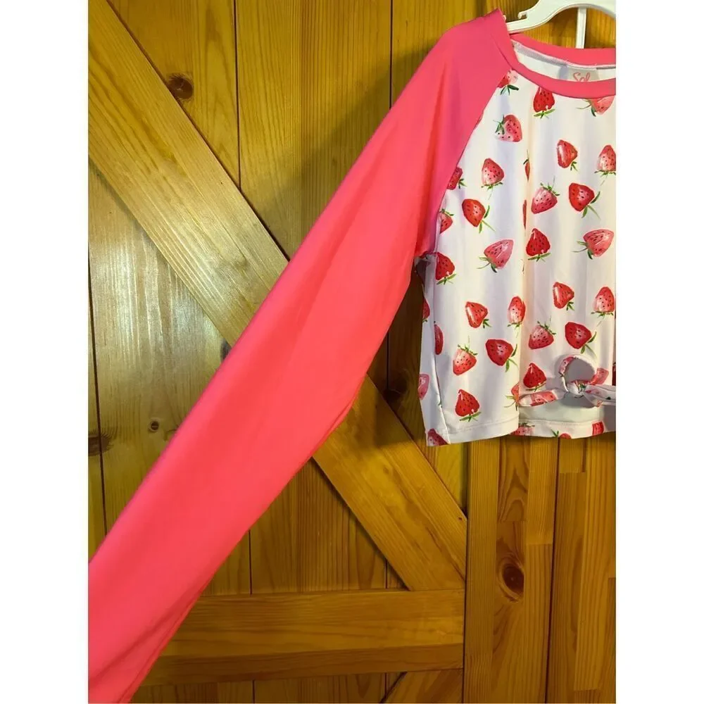 Girls Sol Swim UPF 50 2 Piece Long Sleeve Swimsuit Size 16 nwt (0256) Read